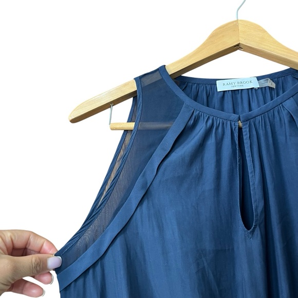 Ramy Brook Blue Satin Quinn Dress Sleeveless Size Small - Picture 13 of 14